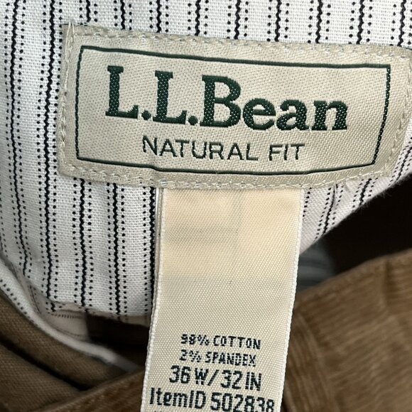 L.L. Bean Mens Natural Fit Tan Corduroy Pants Sz 36 x 30 - Picture 3 of 3